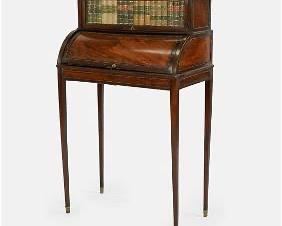 Antique 19thC French Bonheur Du Jour (Lady's Writing Desk) Faux Book Lift Door
