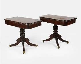 Pair Antique Mahogany Card Tables
