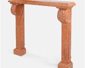 Solid and Heavy Red Salmon Carrara Marble Fireplace Surround
