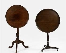 Two Mahogany Tilt-Top Candle Tables
