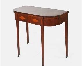 Antique Mahogany Federal Gateleg Flip Top Game Console Table
