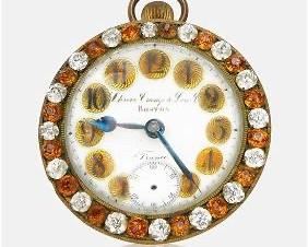 Antique Shreve Crump & Low Crystal Ball Clock w/Black Dot Paste Stones France
