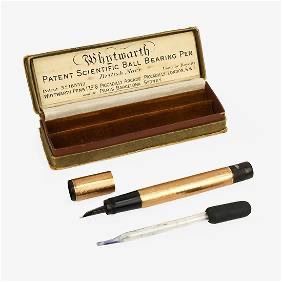 RARE Antique 15K Yellow Gold John Whytwarth Ball Bearing Fountain Pen w/Box