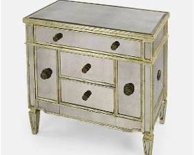 Five Drawer Mirrored Commode Nightstand
