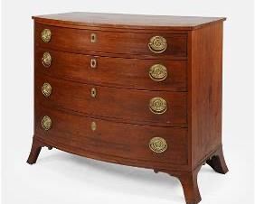 Antique American Hepplewhite Bow Front Chest of Drawers

