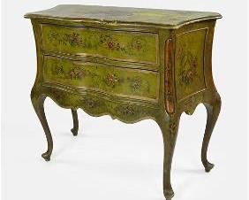 Venetian Style Green Painted Serpentine Italian Commode
