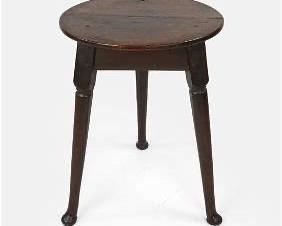 Antique 18thC English Chestnut Wood Three Leg Tall Stool Side Table
