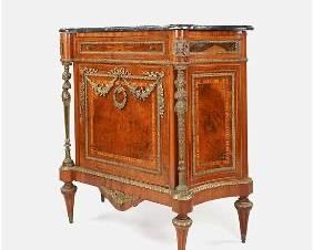 Good Ormolu and Black Marble Walnut Louis XVI Style Commode
