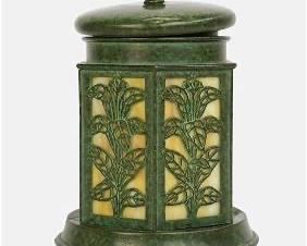 Bradley & Hubbard Cigar Humidor Tobacco Jar Slag Glass and Bronze
