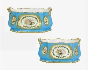 Coalport Coalbrookdale Hand Painted Paneled Serving Bowls
