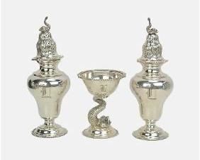 Ellis & Barker Silver Plate Salt and Pepper Shakers and Goblet
