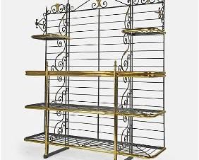 Large French Bakers Rack Wrought Iron and Brass by Perfit Fils Ltd
