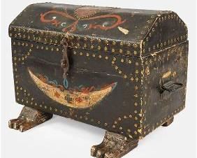 Antique Leather Trunk on Feet
