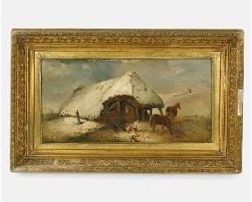Antique Signed 19thC Oil on Canvas Painting Dutch Landscape
