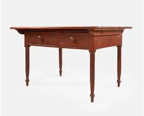 Antique Red Pine Two-Drawer Desk
