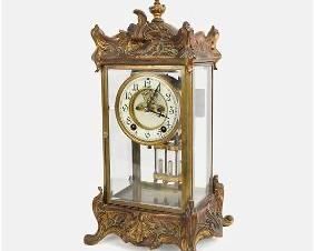 Antique New Haven Crystal Regulator Mantle Clock
