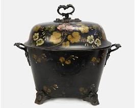 Floral Toleware Coal Scuttle Bin
