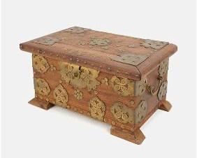 Small Wood Box With Fancy Brass Detail
