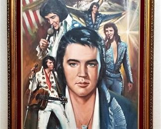 Elvis portrait art with American Flag