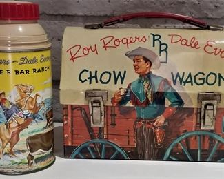 Roy Rogers and Dale Evans metal lunch box and thermos. 