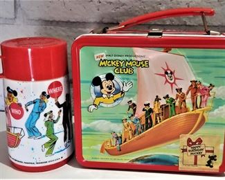 Mickey Mouse Club metal lunch box and thermos