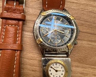 Breitling Mechanical Chrono two-tone Cockpit with UTC quartz dual time zone.  Both running.