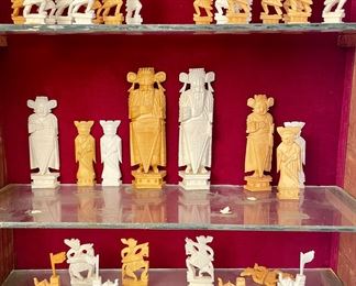 SOLD - hand carved chess set out of wood and bone