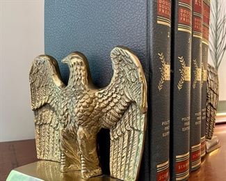 SOLD - brass eagle bookends