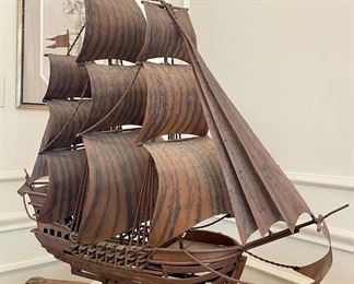 $300 - It's BIG! Corten Steel sailboat sculpture - 11x36x34