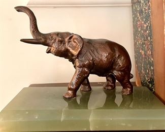 SOLD - pair of bronze elephant bookends - 6x3x5
