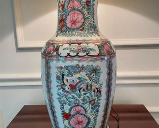 SOLD - handpainted ginger jar lamp -16x37