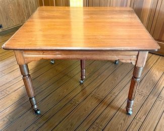 $300 - Antique dining table with leaf - 44x44x30 (closed), 69x44x30(open)