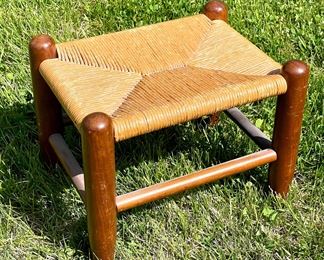 $100 -beautiful handmade authentic antique rush foot stool -14x11x12