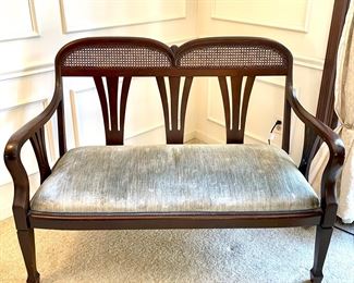 $250 - vintage settee with cane accents - 29x30x36