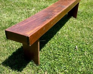 SOLD - antique primitive hand carved bench - 67x9x19