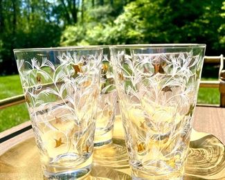 $32 - Set of 4 mid century modern fern glasses
