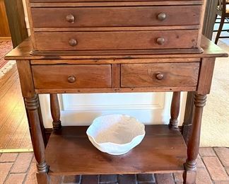 SOLD - Early American silverware chest (2 pieces) - 30x1.5x39; $18 - white cabbage bowl