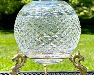 SOLD - Waterford Crystal Rose Bowl - 5.5d on brass stand, 6.5dx8.5