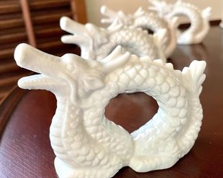 SOLD - vintage Pier 1 ceramic dragon napkin rings (set of 12) 