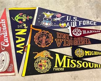 SOLD - US Air Force pennant; SOLLD - VA pennant; $40 - Harvard pennant; SOLD - Michigan pennant; SOLD - Missouri pennant; SOLD - Navy pennant; SOLD - Cardinals pennant