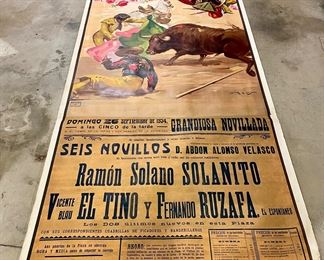 $1000 - Original Spanish Bull Fight Poster , imprints from press - 8ft x4 ft