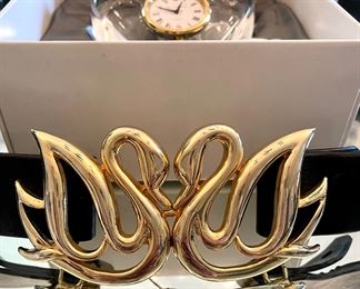 $38. 1984 Mimi Din Swan Belt. 