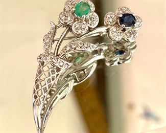 $460. White Gold Flower Pin.