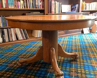 $400. Classic antique claw foot pedestal table. Likely oak. A forever piece! ....Sorry folks, the groovy carpet is no longer available. This home has already sold. :) 