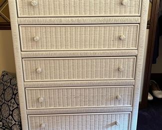 Lexington white wicker tall chest of drawers