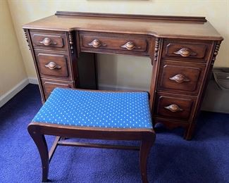 Antique desk and stool