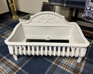 Antique white painted cast iron fireplace grate/log holder