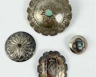 20 Grams Fine Native American Silver Turquoise Buttons
