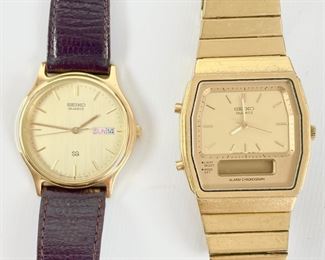 2 Vintage Seiko Gold Tone Quartz Wristwatches In Original Boxes

