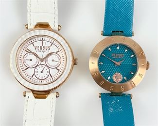 2 Versace Versus White & Turquoise Blue Quartz Wristwatches
